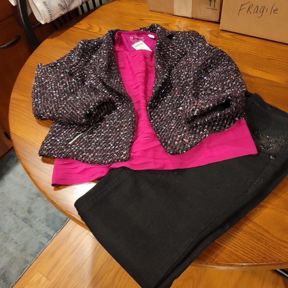 Chicos Multicolored Jacket size 00, ( Chicos size chart XS/2)